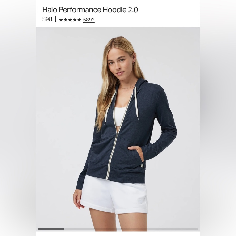 Vuori Halo Performance Hoodie - Midnight Heather Size Medium